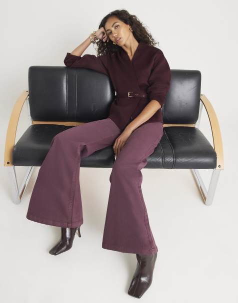 River Island Red high rise palazzo jeans in purple - medium - view 1