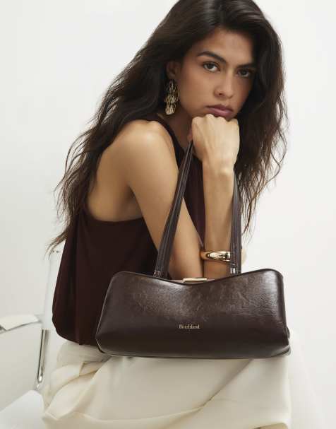 River Island Red metal frame shoulder bag in burgundy - view 1