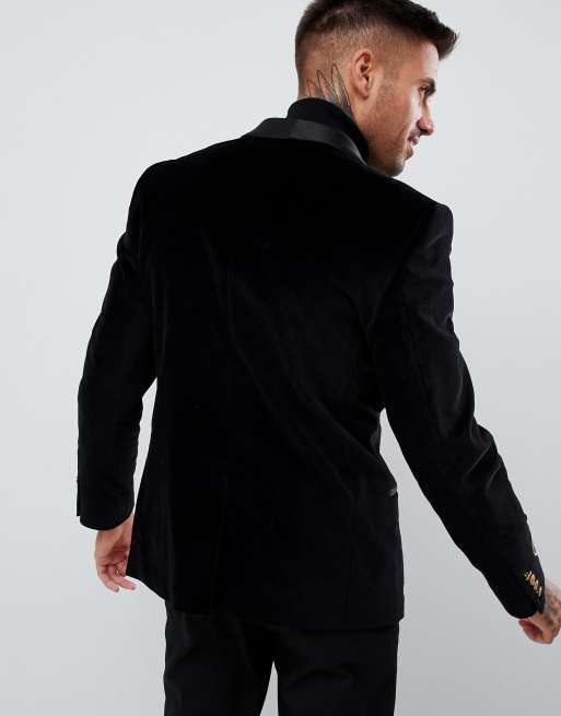 Embroidered Velvet Blazer in Black : MUY1213