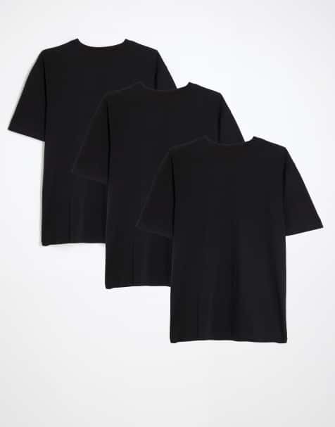 River Island Regular 3 pack short sleeve t-shirts in black (x3) - view 1