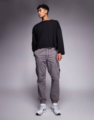 River Island Regular Fit Cargo In Gray