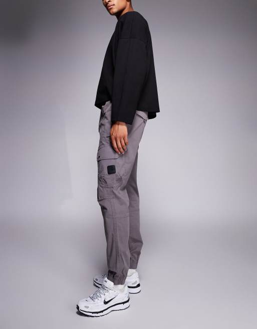 River Island regular fit cargo in dark grey, 3 of 5