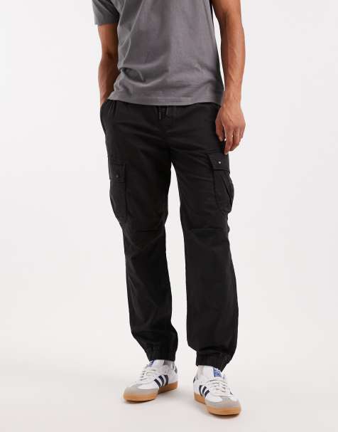 River Island regular fit cargo pants in black - view 1