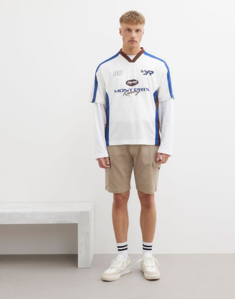 River Island Regular fit cargo shorts in stone - light - view 1