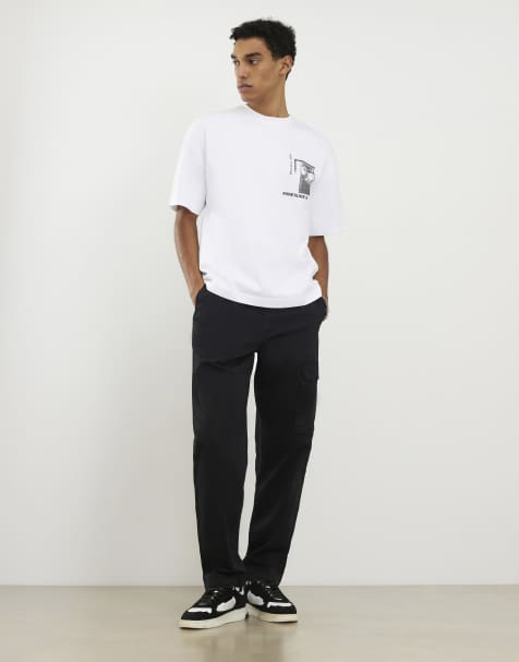 River Island Regular fit cargo trousers in black