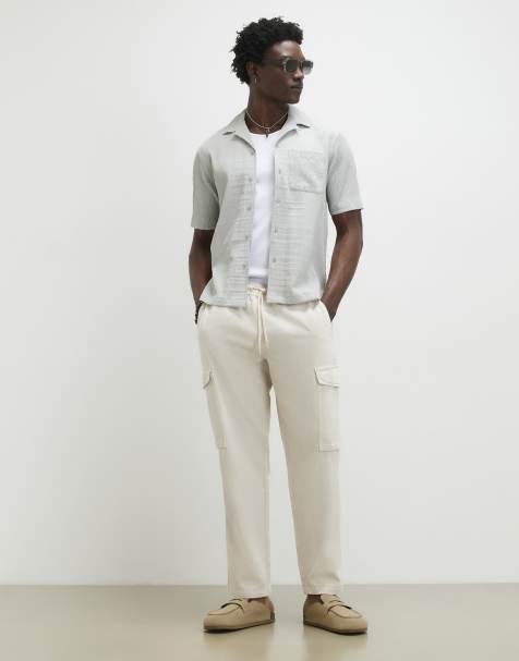 River Island Regular fit cargo trousers in stone