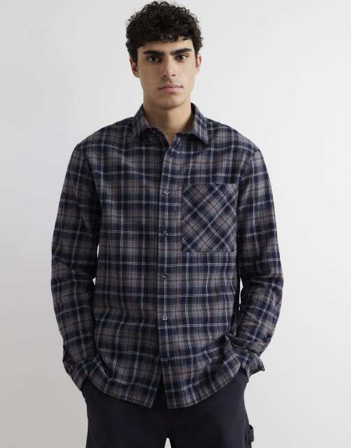 River Island Regular fit check long sleeve shirt in navy, 2 of 4