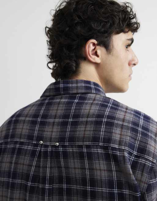 River Island Regular fit check long sleeve shirt in navy, 3 of 4