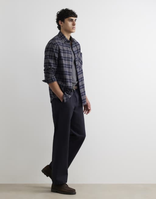 River Island Regular fit check long sleeve shirt in navy, 4 of 4
