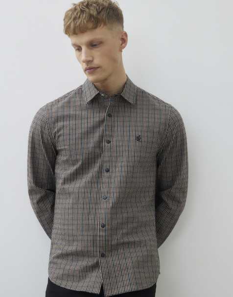 River Island Regular fit check shirt in brown - view 1
