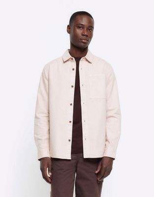 River Island Regular fit chest pocket shirt in pink - ASOS Price Checker
