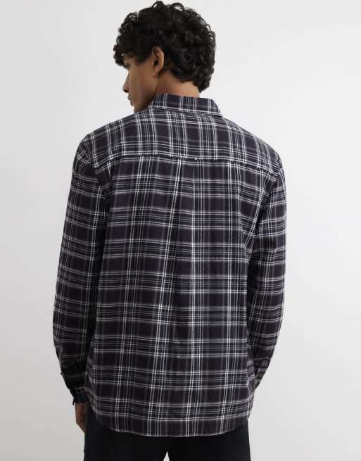 River Island Regular fit cotton check shirt in black, 4 of 4