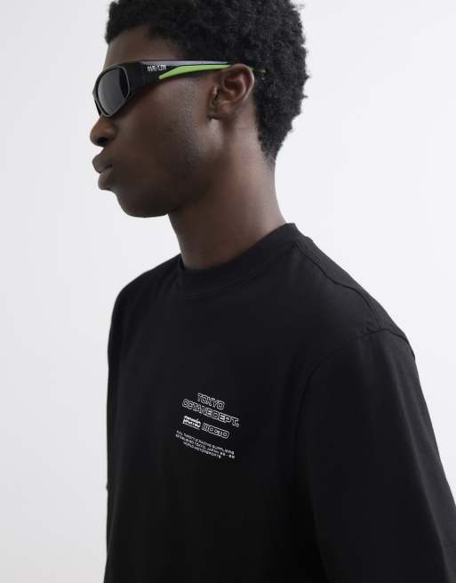 River Island Regular fit cotton city scape t-shirt in black, 4 of 4