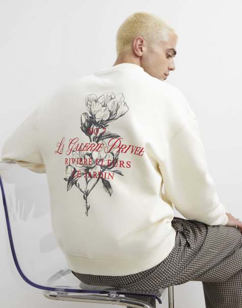 River Island Regular fit cotton floral sweatshirt in ecru - view 1