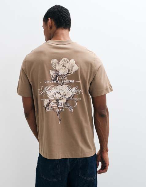 River Island Regular fit cotton floral t-shirt in brown - view 1