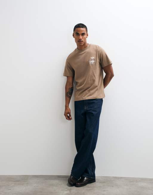 River Island Regular fit cotton floral t-shirt in brown, 2 of 5