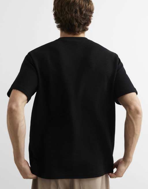 River Island Regular fit cotton henley neck t-shirt in black, 4 of 4