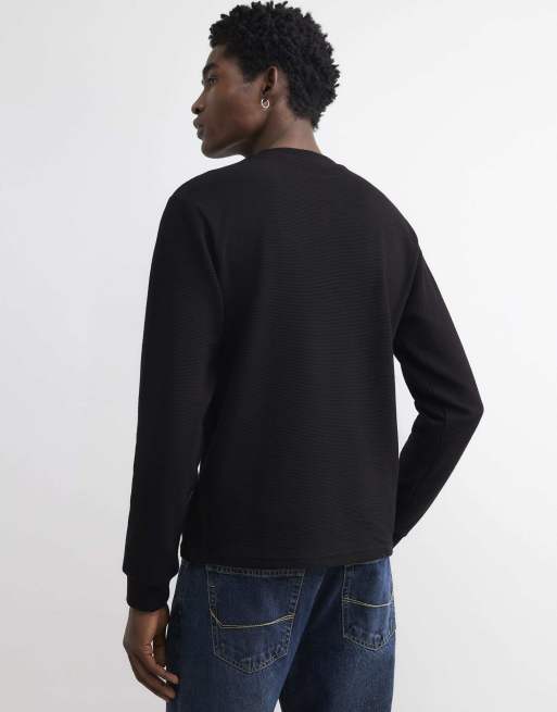 River Island Regular fit cotton henley neck t-shirt in black, 4 of 4