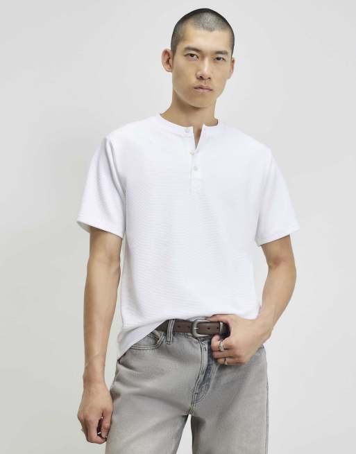 River Island Regular fit cotton henley neck t-shirt in white, 2 of 4
