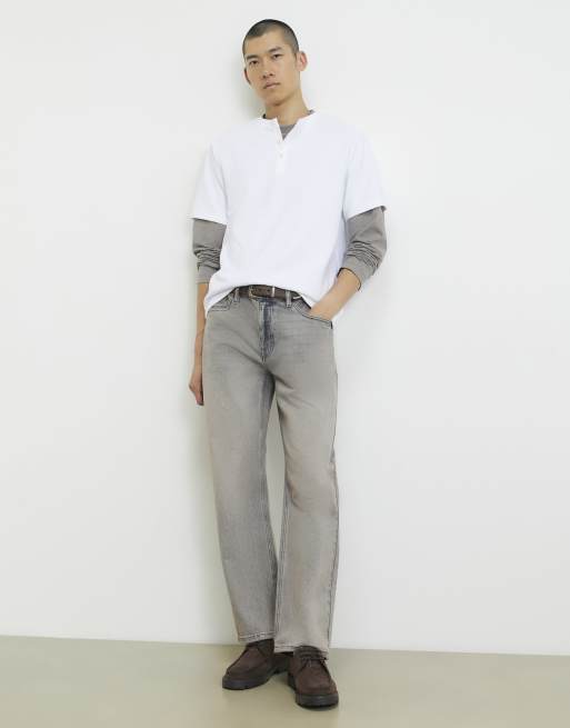 River Island Regular fit cotton henley neck t-shirt in white, 3 of 4