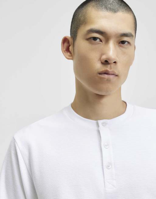 River Island Regular fit cotton henley neck t-shirt in white, 3 of 4