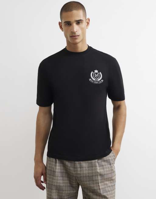 River Island Regular fit cotton manor club t-shirt in black, 2 of 4