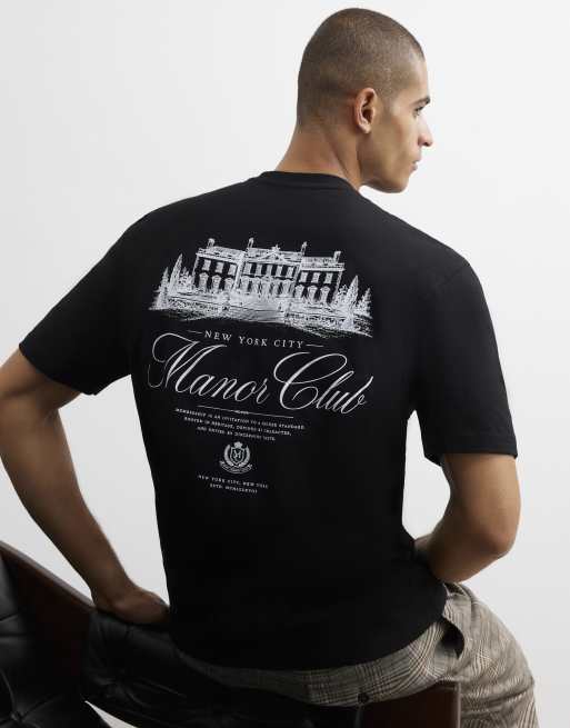 River Island Regular fit cotton manor club t-shirt in black, 4 of 4