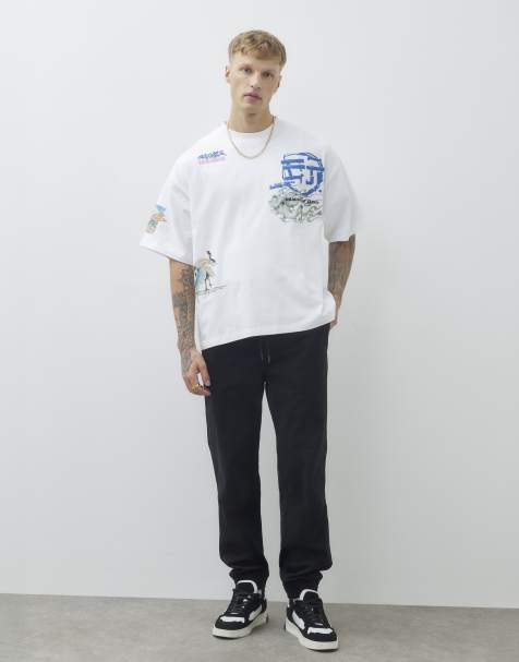 River Island Regular fit cuffed joggers in black - view 1