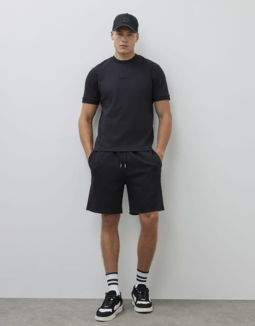 River Island Regular fit drawstring jersey shorts in black
