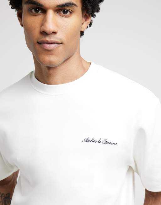 River Island Regular fit embroidered t-shirt in ecru