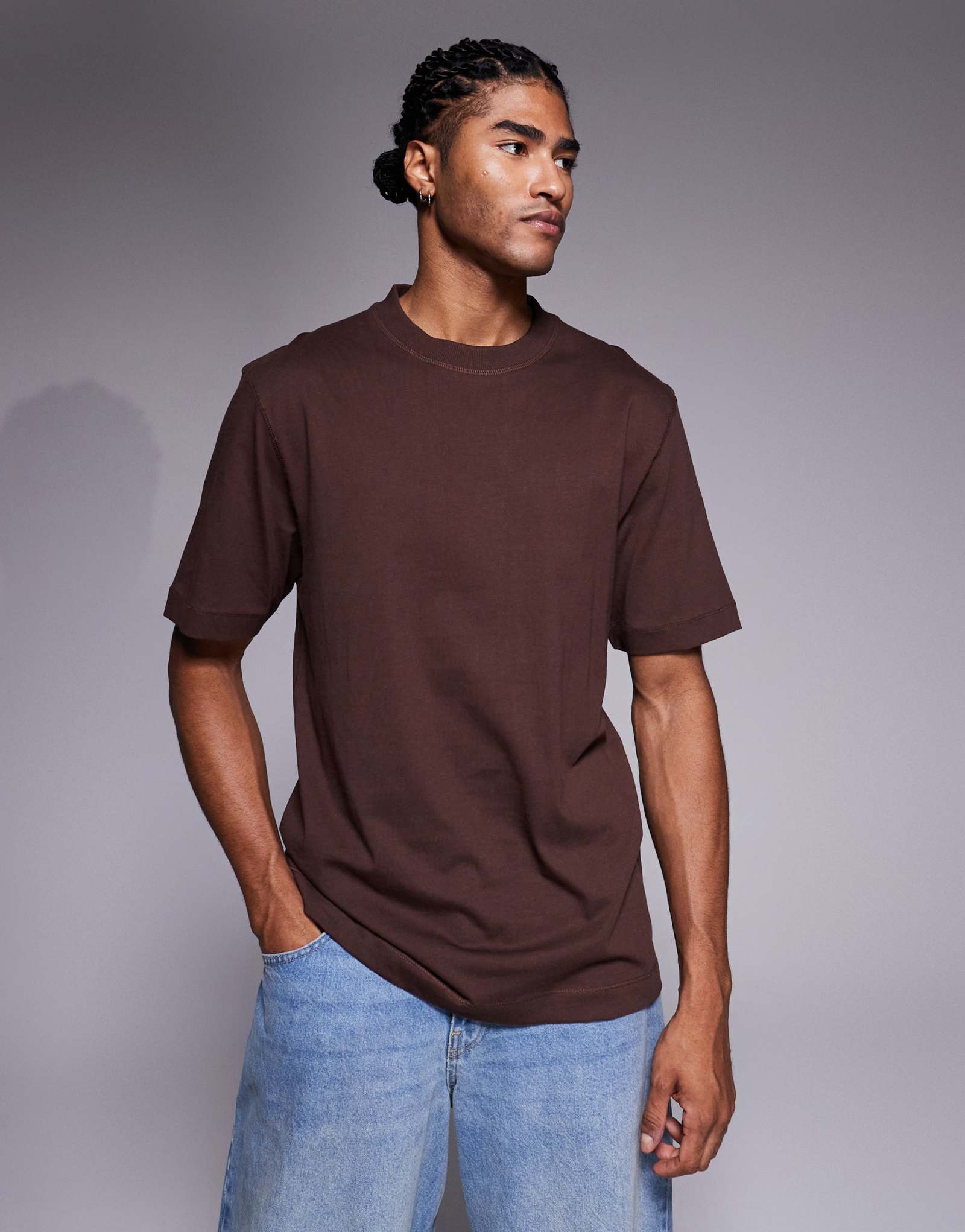 Футболка River Island regular fit essential темно-коричневого цвета