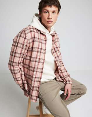 Pink Check Flannel Shirt Dress main image 1