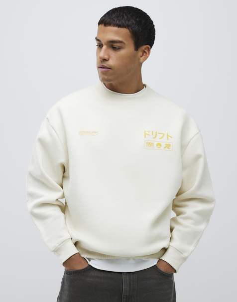 River Island Regular fit fuji car sweatshirt in ecru - view 1