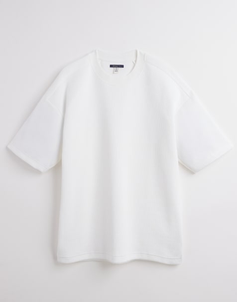 River Island - Regular-fit geribbeld T-shirt in wit - view 1