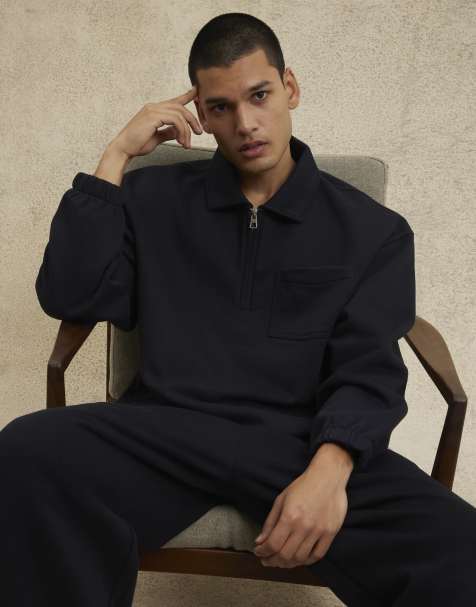 River Island Regular fit half zip sweatshirt in black - view 1