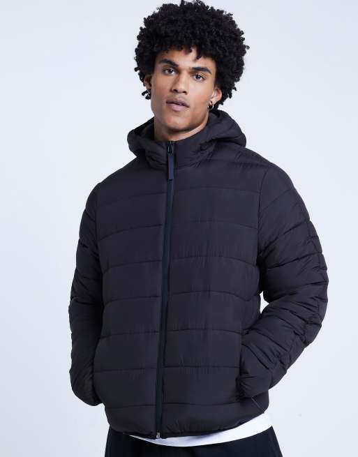 River Island Regular fit hooded padded jacket in black ASOS