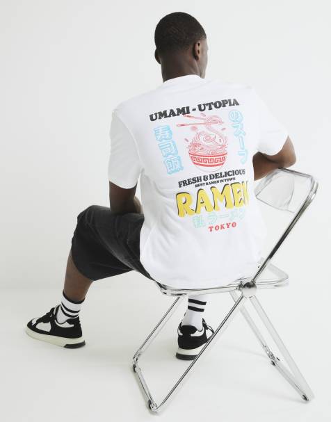 River Island Regular fit japanese ramen t-shirt in white - view 1