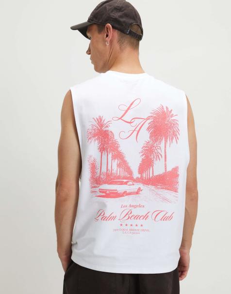 River Island Regular fit la palm tree car tank top in white - view 1