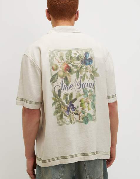 River Island Regular fit linen blend floral shirt in ecru - view 1