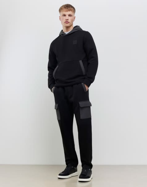 River Island Regular fit luminis badge hoodie in black - view 1