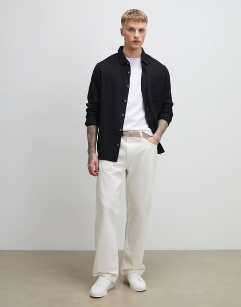 River Island Regular fit luminus linen blend shirt in black - view 1