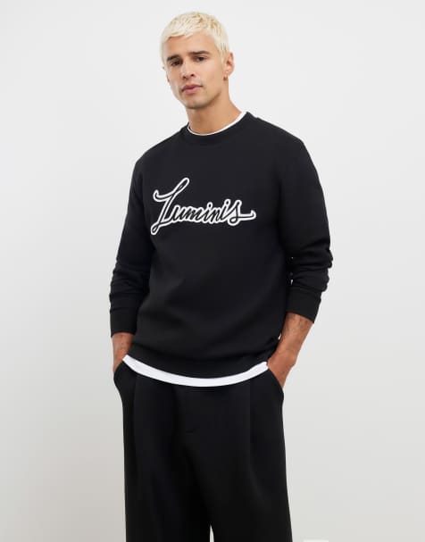 River Island Regular fit luminus sweatshirt in black - view 1