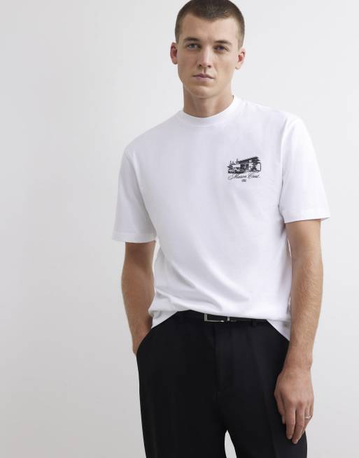 River Island Regular fit maison car t-shirt in white, 2 of 4