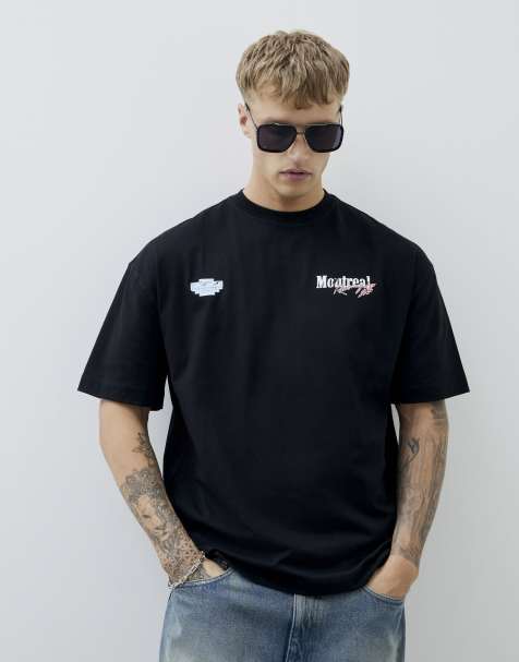 River Island Regular fit montreal racing t-shirt in black - view 1