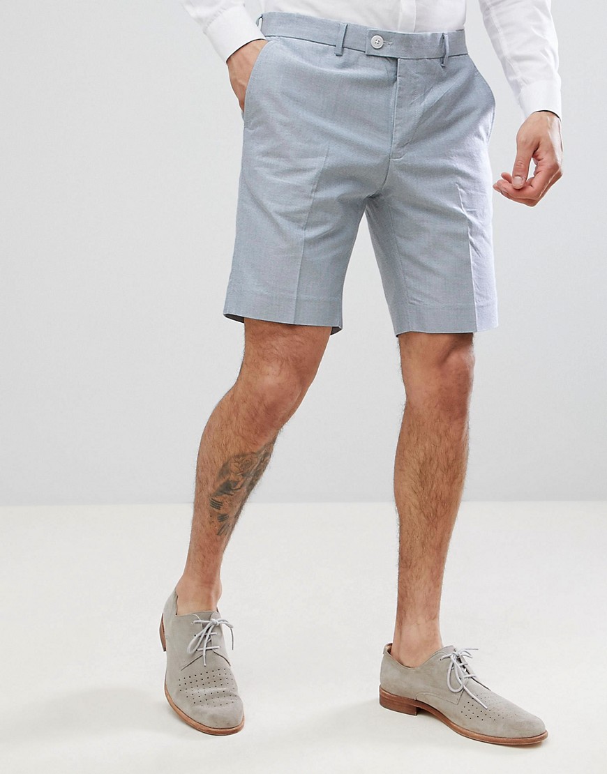 River Island Regular Fit Oxford Shorts In Blue-Navy