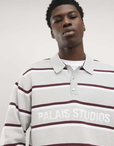 River Island Regular fit palais studios rugby jumper in grey