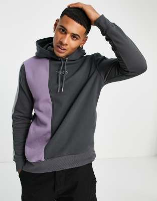 River Island regular fit paris block hoodie in gray-Grey