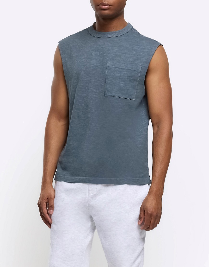 River Island Regular fit pocket vest in grey - dark