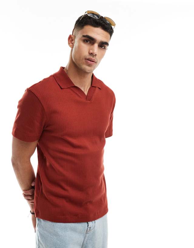 River Island - regular fit polo in rust