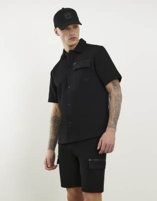 River Island Men's Black Regular Fit Premium Short Sleeve Shirt In